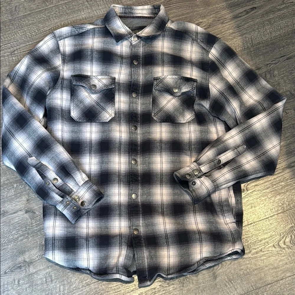 Grizzly Mountain Plaid Snap Button Down Mens Long Sleeve Flannel